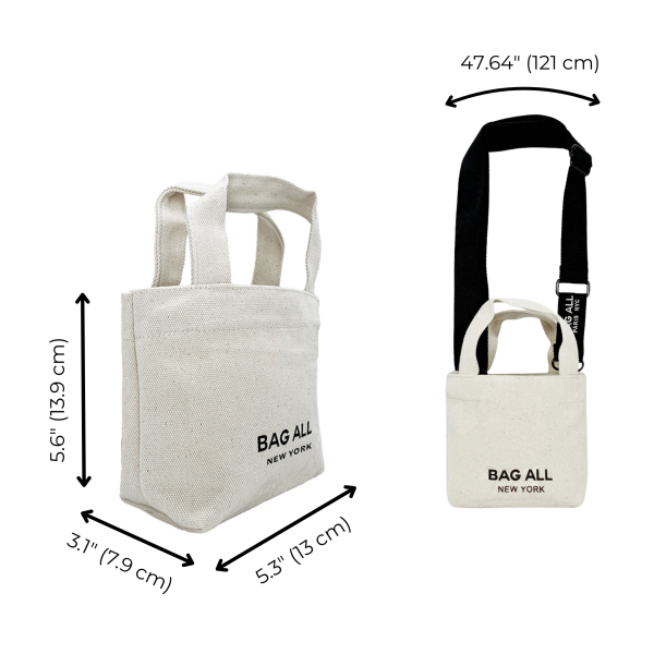 Mini Tote Bag with Strap and Inside Pocket, Cream Cheap