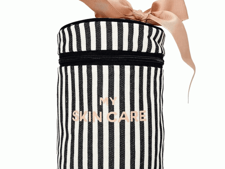 Round Skin Care Case with Handle, Striped For Discount