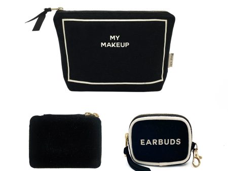 Handbag Organizer Trio: Trinket, Makeup & Earbud Cases, Black Online Hot Sale