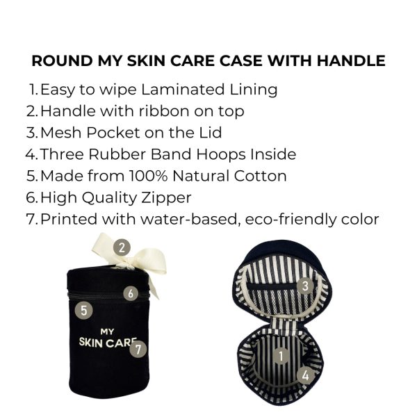 Round Skin Care Case with Handle, Black For Sale