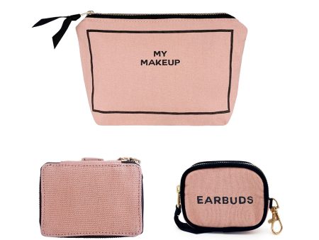 Handbag Organizer Trio: Trinket, Makeup & Earbud Cases, Pink Blush For Sale