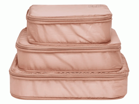 Re-cycled and Reinforced Nylon Compression Packing Cubes, 3-pack Pink Blush on Sale