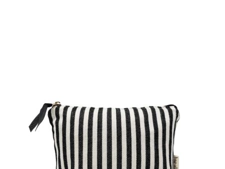 Striped Makeup Pouch, Coated Pink Lining Hot on Sale