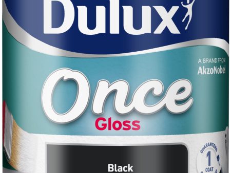 Dulux Once Gloss Paint For Wood And Metal - Black 750ml Supply