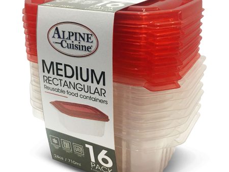 Alpine Cuisine Rectangle Food Storage Containers with 8 Lids & 8 Bodies 16-Pack 24oz (709ml) | A Versatile & Convenient Kitchen Organization Solution | Food Prep Storage Containers - Dishwasher Safe Online now