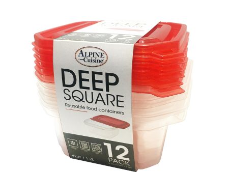 Alpine Cuisine Square Food Storage Containers with 6 Lids & 6 Bodies 12-Pack 42oz (1242ml) | A Versatile & Convenient Kitchen Organization Solution | Food Prep Storage Containers - Dishwasher Safe Online now