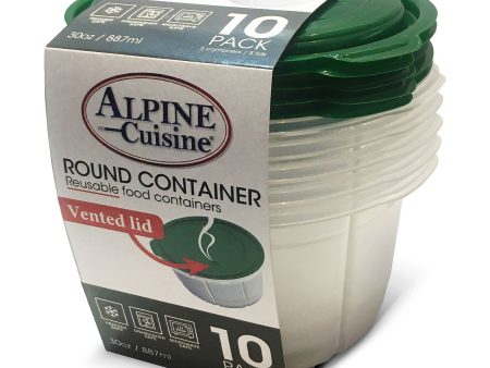 Alpine Cuisine Round Food Storage Containers with 5 Vent Lids & 5 Bodies 10-Pack 30oz (887ml) | A Versatile & Convenient Kitchen Organization Solution | Food Prep Storage Containers - Dishwasher Safe Online Hot Sale