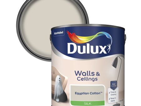 Dulux Silk Emulsion Paint For Walls And Ceilings - Egyptian Cotton 2.5L Cheap