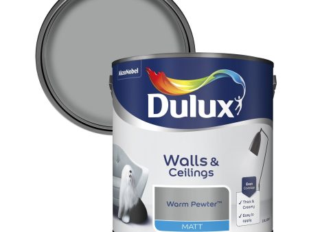 Dulux Matt Emulsion Paint For Walls And Ceilings - Warm Pewter 2.5L Cheap