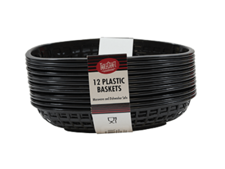 Tablecraft C1074BK Cash And Carry Classic Baskets - Oval Plastic Baskets, Dishwasher Safe | Denson CFE on Sale