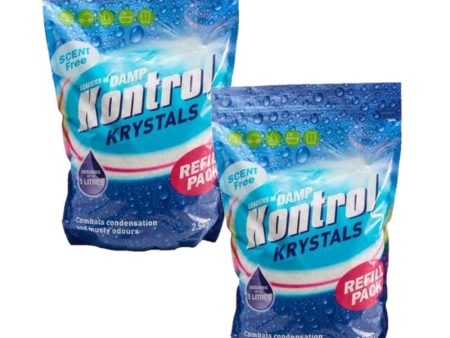 2 x Kontrol Damp Krystals 2.5KG Bag Scent Free Damp Moisture Trap Refill Discount