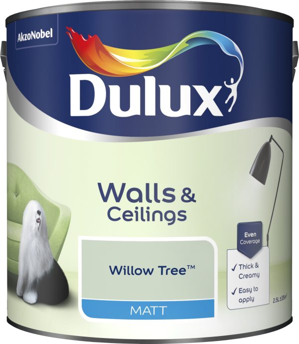 Dulux Matt Emulsion Paint For Walls And Ceilings - Willow Tree 2.5L Online Hot Sale