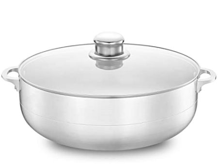 Alpine Cuisine 11-Quart Aluminum Caldero Stock Pot with Glass Lid, Cooking Dutch Oven Performance for Even Heat Distribution, Perfect for Serving Large & Small Groups, Riveted Handles Commercial Grade Online now