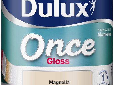 Dulux Once Gloss Paint For Wood And Metal - Magnolia 750ml For Cheap