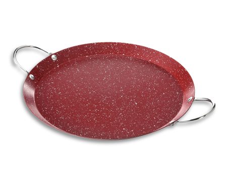 Alpine Cuisine Round Comal Carbon Steel 9.5 Inch Nonstick Coating Red with Durable Double Handle - Comal For Cooking, Even Heating & Versatile Kitchen Cookware Color Label with Bubble Bag Packing Sale