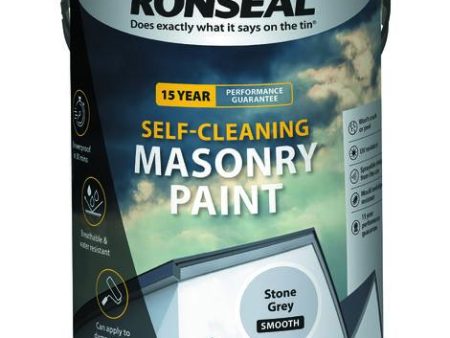 Ronseal Self-Clean Masonry Paint Stone Grey 5L Sale