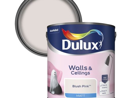 Dulux Matt Emulsion Paint For Walls And Ceilings - Blush Pink 2.5L For Discount