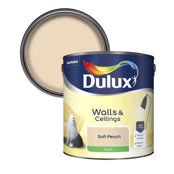 Dulux Silk Emulsion Paint For Walls And Ceilings - Soft Peach 2.5L Supply