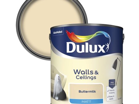 Dulux Matt Emulsion Paint For Walls And Ceilings - Buttermilk 2.5L on Sale