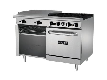 Asber AEMR-G24-B4-48-H Estufa Múltiple con Plancha y Horno 4 Quemadores ENVIO POR COBRAR Supply