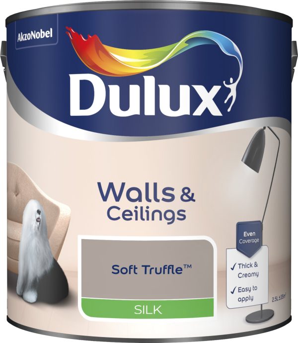 Dulux Silk Emulsion Paint For Walls And Ceilings - Soft Truffle 2.5L Online Hot Sale