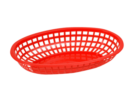 Winco POB-R Heavy Duty Oval Fast Food Basket Red 10 1 4 by 6 3 4 Inches | Denson CFE Hot on Sale