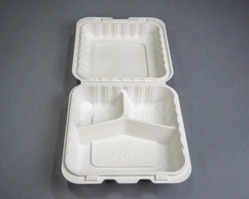 EFCO2993-E Compostable Pebble Food Containers 9.125 x 8.81 x 3  150 Pcs - 3 Compartment | Denson CFE Cheap