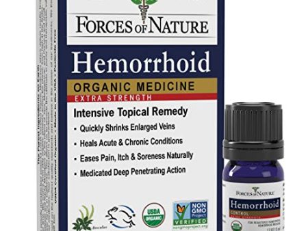 Forces of Nature –Natural, Organic, Hemorrhoid Extra Strength Relief (5ml) Non GMO - Case of 12, No Harmful Chemicals -Quickly Shrink Enlarged Veins, Ease Pain, Soreness, Itching Associated with Hemorrhoids Online now