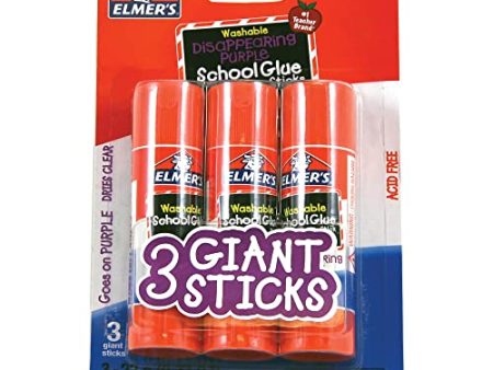 Elmer s Disappearing Purple School Glue Sticks, Washable, 22 Grams, 3 Count Online