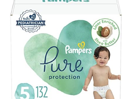 Pampers Pure Protection Diapers - Size 5, 132 Count, Hypoallergenic Premium Disposable Baby Diapers Online now