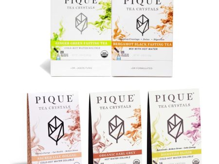 Pique Organic Specialty Tea Crystals Sampler - Support Healthy Digestion, Immunity, Metabolism - 98 Single Serve Sticks (Pack of 5) For Cheap