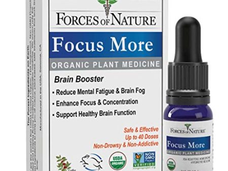 Forces of Nature, Natural and Organic Focus More (10ml), Non Drowsy, Non Addictive, Non GMO, Promote Increased Focus, Attention, Concentration, Creativity, and Mental Clarity Online Hot Sale