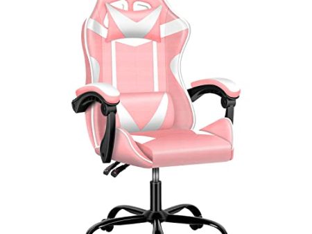 Pink Gaming Chair, Big and Tall Gamer Chair, Racing Style Adjustable Swivel Office Chair, Ergonomic Video Game Chairs with Headrest and Lumbar Support Online now