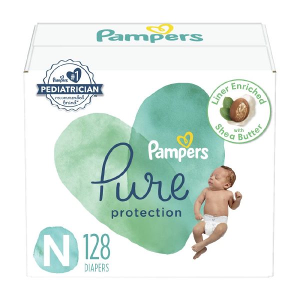 Pampers Pure Protection Diapers Newborn - Size 0, 128 Count, Hypoallergenic Premium Disposable Baby Diapers For Cheap