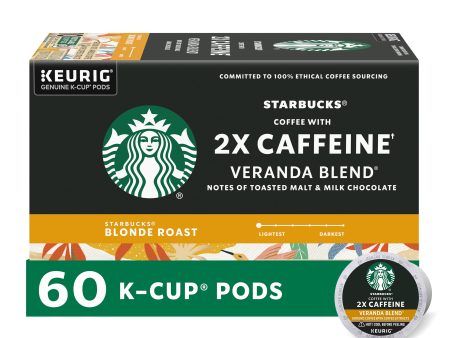 Starbucks Blonde Roast K-Cup Coffee Pods with 2X Caffeine for Keurig Brewers,10 Count - (Pack of 6) Online now