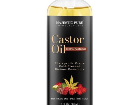 MAJESTIC PURE Castor Oil, 100% Natural Wonder Oil with Numerous Hair, Scalp, Skin and Nails Benefits - Packaging May Vary- 16 fl oz Fashion