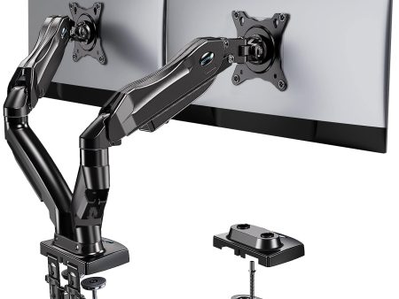 HUANUO Dual Monitor Stand - Adjustable Spring Monitor Desk Mount Swivel Vesa Bracket with C Clamp, Grommet Mounting Base for 13 to 27 Inch Computer Screens - Each Arm Holds 4.4 to 14.3lbs Fashion