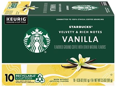 Starbucks Flavored Coffee K-Cup Pods, Vanilla Flavored Coffee, Made without Artificial Flavors, Keurig Genuine K-Cup Pods, 10 CT K-Cups Box (Pack of 1 Box) For Discount