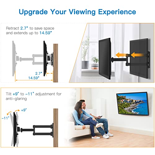 Full Motion TV Monitor Wall Mount Bracket Articulating Arms Swivel Tilt Extension Rotation for Most 13-42 Inch LED LCD Flat Curved Screen TVs & Monitors, Max VESA 200x200mm up to 44lbs by Pipishell For Discount