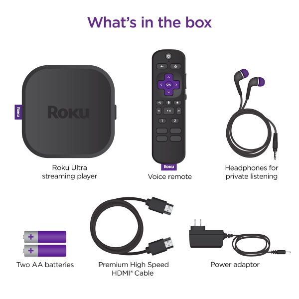 Roku Ultra 2020 | Streaming Media Player HD 4K HDR, Bluetooth Streaming, andRoku Voice Remote with Headphone Jack and Personal Shortcuts, includes Premium HDMI Cable (Refurbished) Online Sale