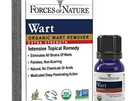 Forces of Nature -Natural, Organic Wart Extra Strength Remover (11ml) Non GMO, No Harmful Chemicals, Nontoxic -Eliminate Planter, Facial, Flat, Body, Hands, Fingers and Foot Warts at the Root Online Sale